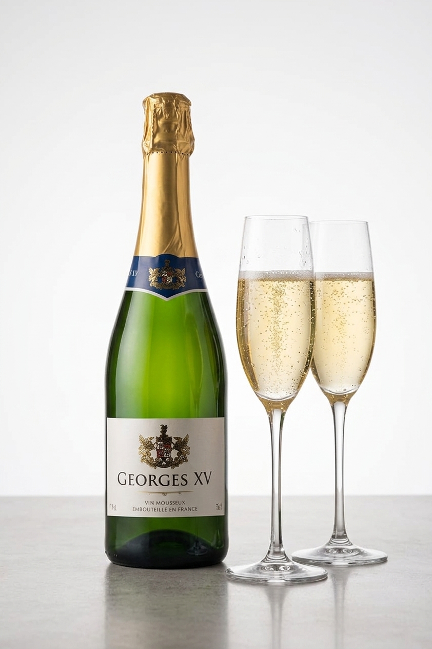 GEORGES XV served with sparkling wine glasses