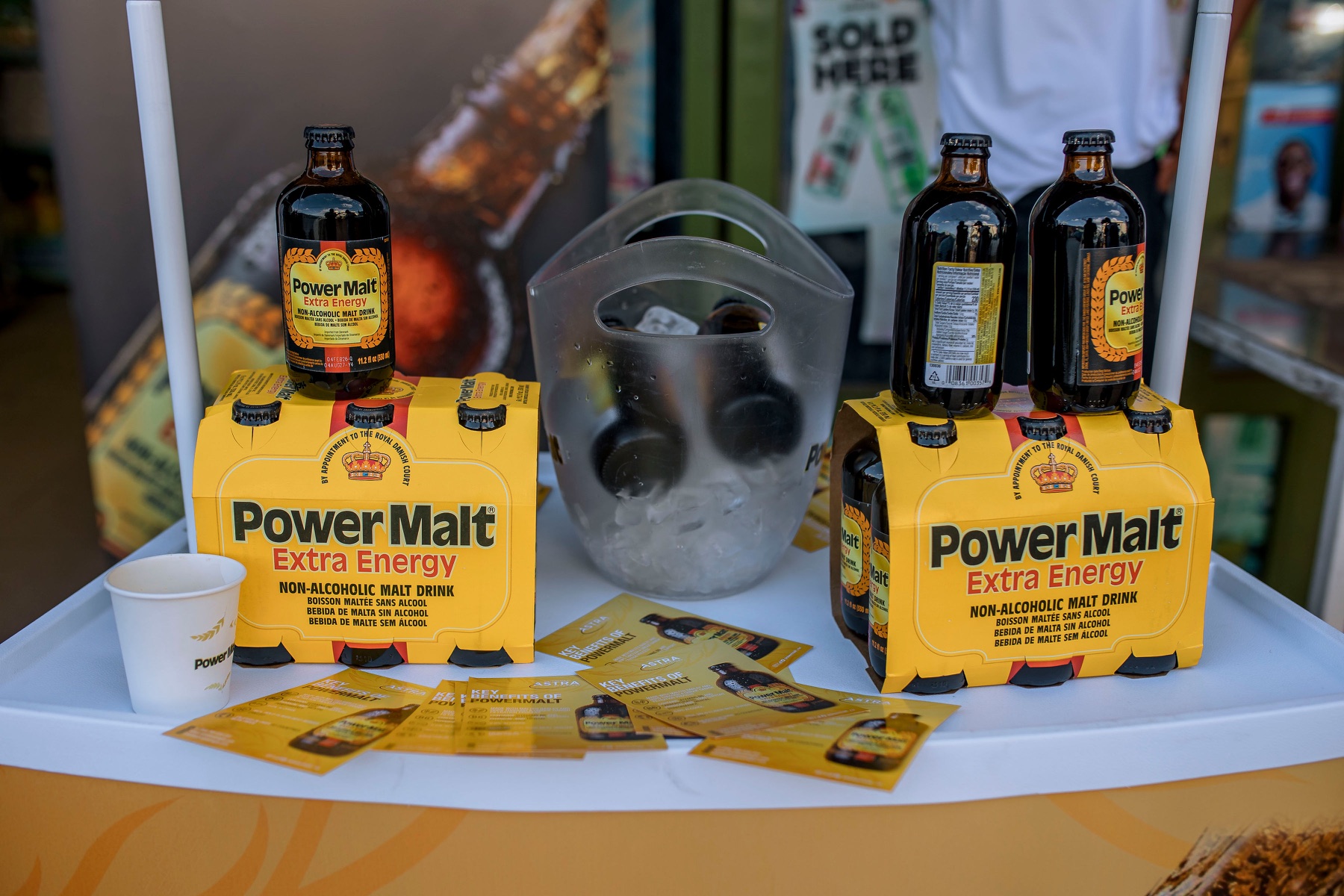 Power Malt packs and branded leaflets