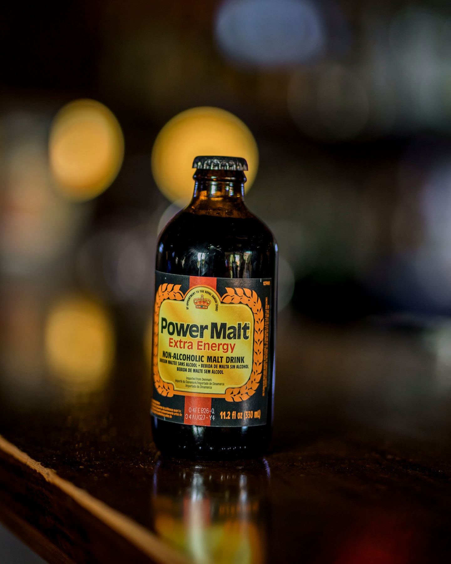 Power Malt bottle on a table